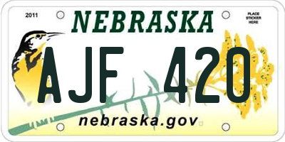 NE license plate AJF420