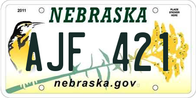 NE license plate AJF421
