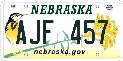 NE license plate AJF457