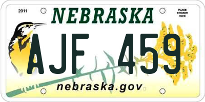 NE license plate AJF459