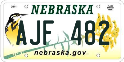 NE license plate AJF482