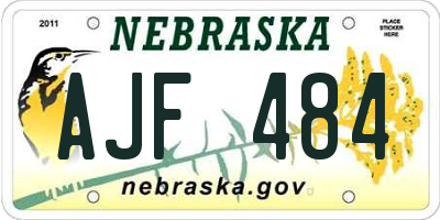 NE license plate AJF484