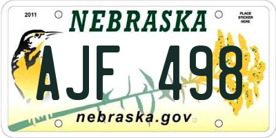 NE license plate AJF498