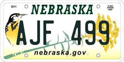 NE license plate AJF499