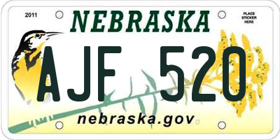 NE license plate AJF520