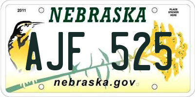 NE license plate AJF525