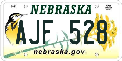 NE license plate AJF528