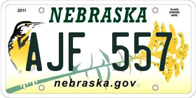NE license plate AJF557