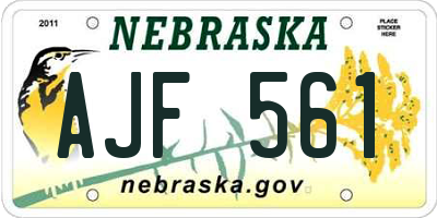 NE license plate AJF561
