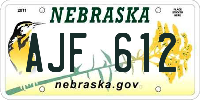 NE license plate AJF612