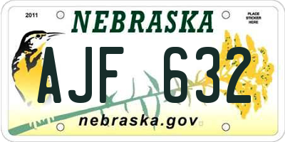 NE license plate AJF632