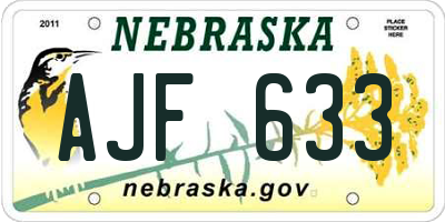 NE license plate AJF633