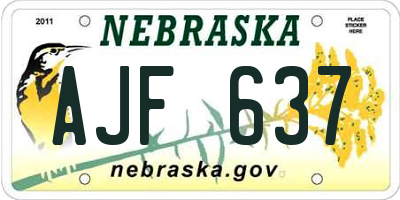 NE license plate AJF637