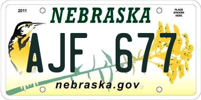 NE license plate AJF677
