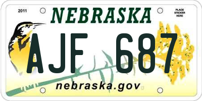 NE license plate AJF687