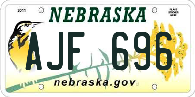 NE license plate AJF696