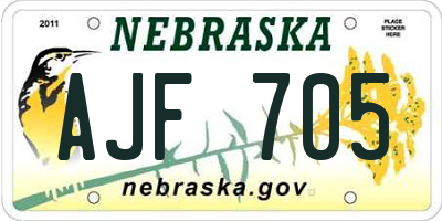 NE license plate AJF705