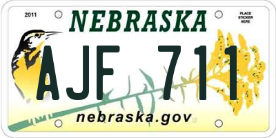NE license plate AJF711