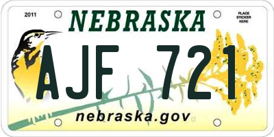 NE license plate AJF721
