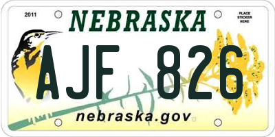 NE license plate AJF826