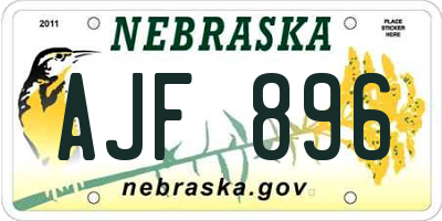 NE license plate AJF896