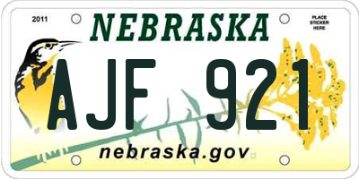 NE license plate AJF921