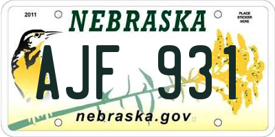 NE license plate AJF931