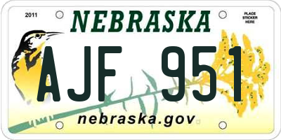NE license plate AJF951