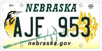 NE license plate AJF953