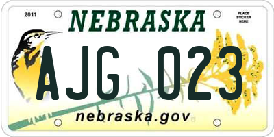 NE license plate AJG023