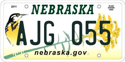 NE license plate AJG055