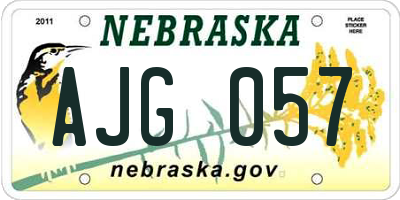 NE license plate AJG057