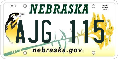 NE license plate AJG115