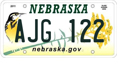NE license plate AJG122
