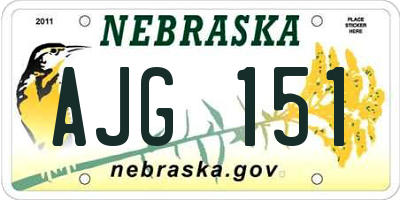 NE license plate AJG151