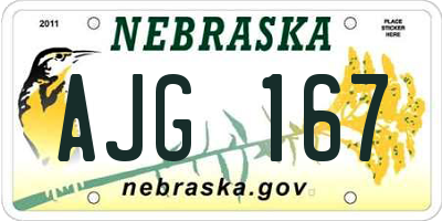 NE license plate AJG167