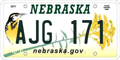 NE license plate AJG171