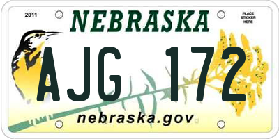 NE license plate AJG172