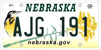 NE license plate AJG191