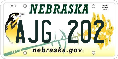 NE license plate AJG202