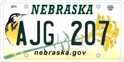 NE license plate AJG207
