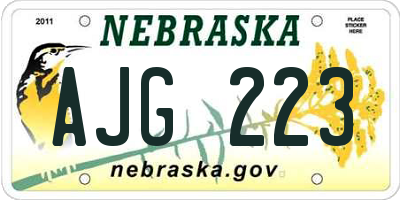 NE license plate AJG223