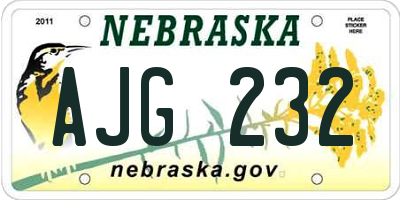 NE license plate AJG232