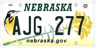 NE license plate AJG277