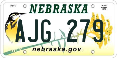 NE license plate AJG279