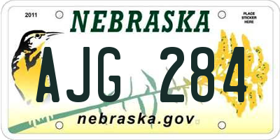 NE license plate AJG284