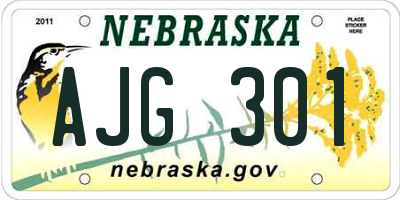 NE license plate AJG301