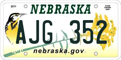 NE license plate AJG352