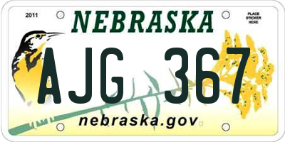NE license plate AJG367