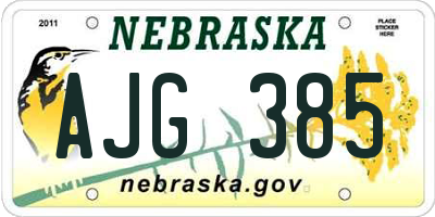 NE license plate AJG385